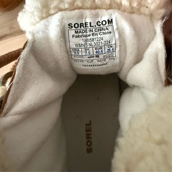 Sorel Joan Of Arctic Wedge Shearling 9.5 Boots Leather Camel - Picture 3 of 10